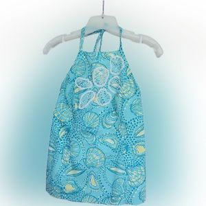 Lilly Pulitzer Aqua Blue Silver Dollars Halter Top